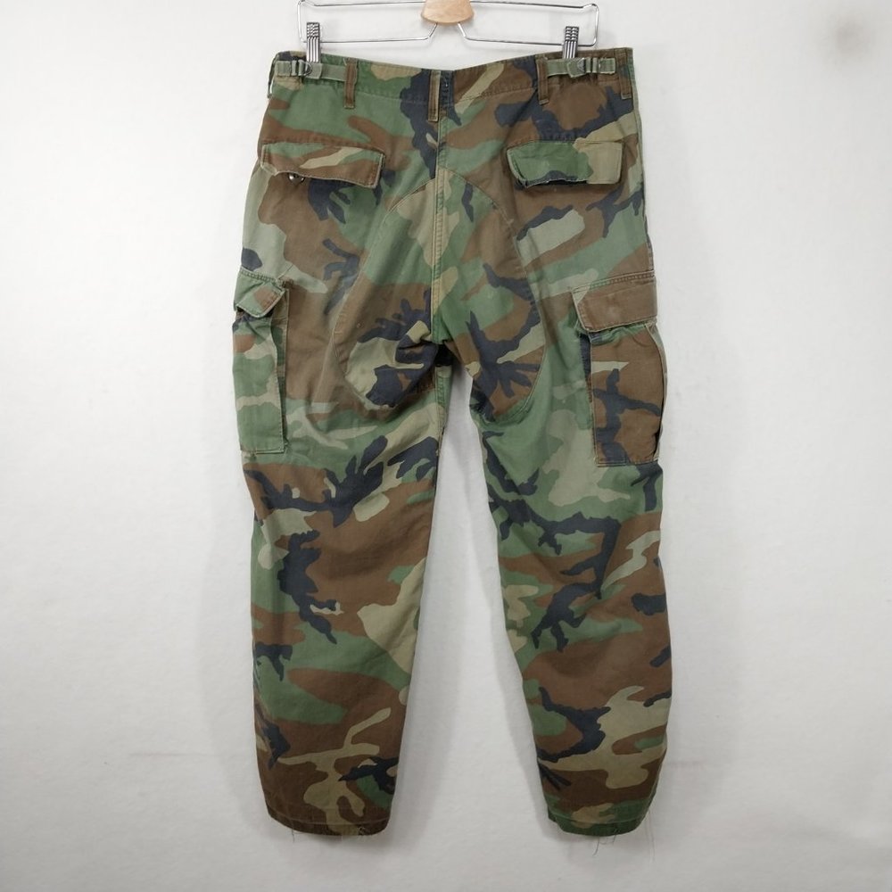 Military Pants Mens 33x30 Cargo Camouflage M81 Woodland Army Green Brown Relaxed - Picture 2 of 16
